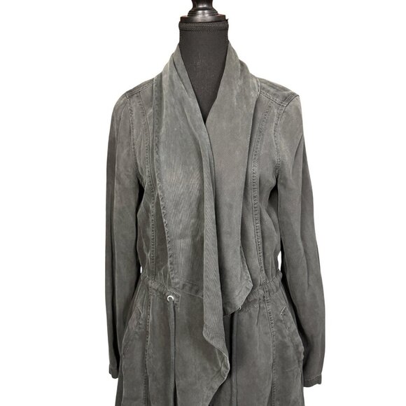 Max Jeans Lightweight Tencel Jacket Mineral Wash Gray Drape Front Small - Picture 3 of 8